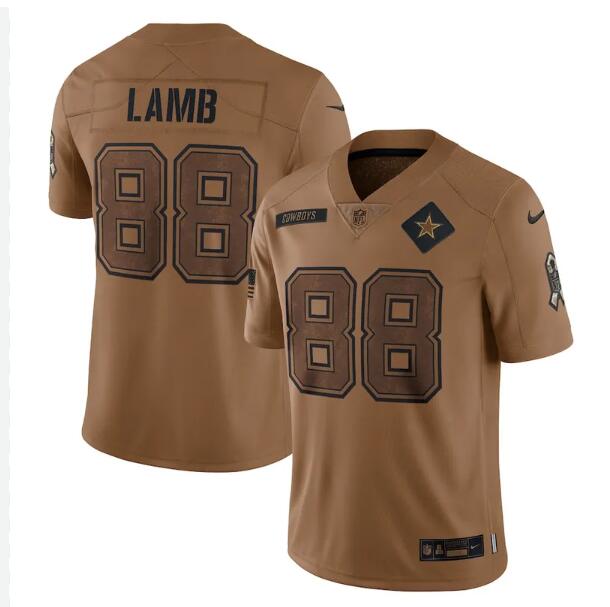 Men Nike #88 Lamb Brown Dallas Cowboys 2023 Salute To Service Retired Player Limited Jersey